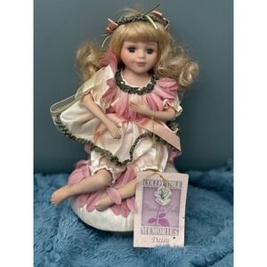 Collectible Memories (Daisy) Porcelain Musical Doll Blonde Hair  Floral Dress